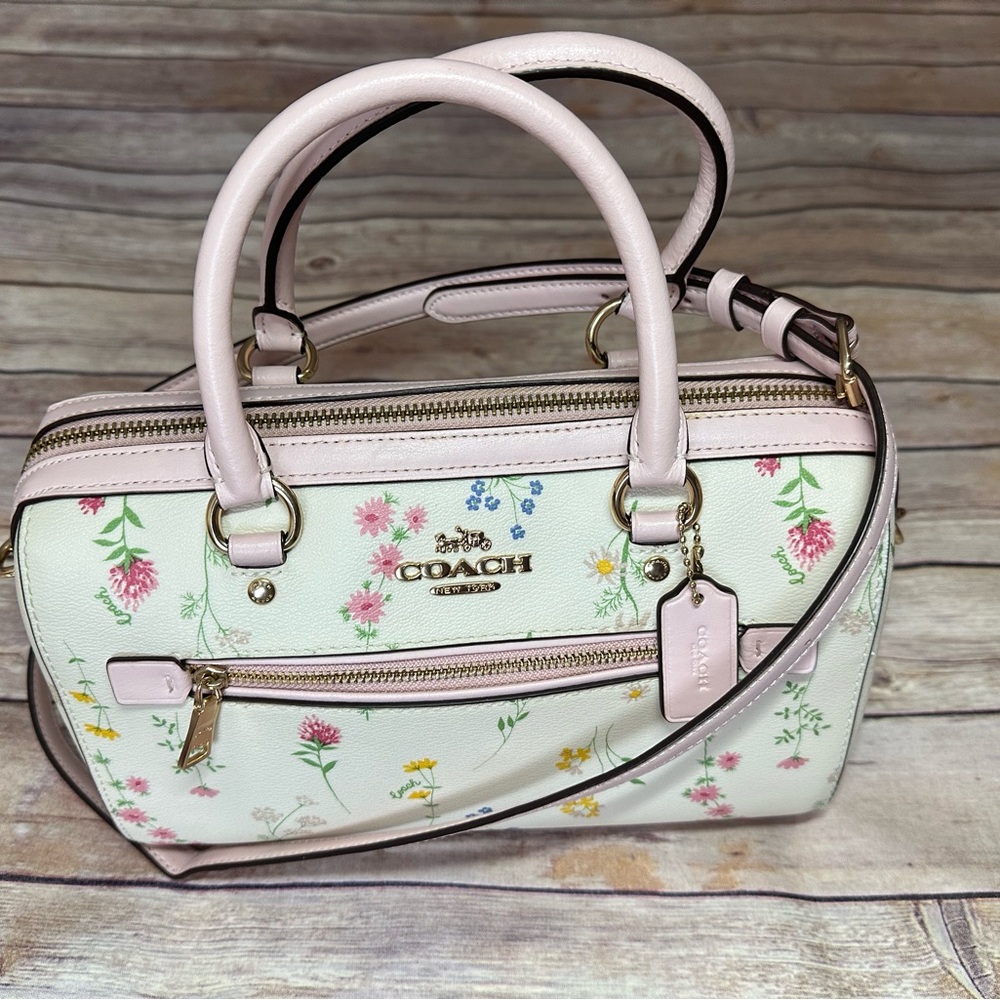 Coach Rowan Satchel Bag With Spaced Wildflower Print C3100
